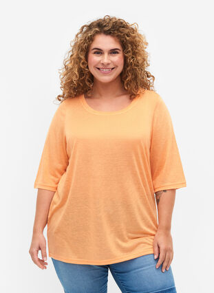 Blouse with 3/4 sleeves, Mock Orange, Model image number 0
