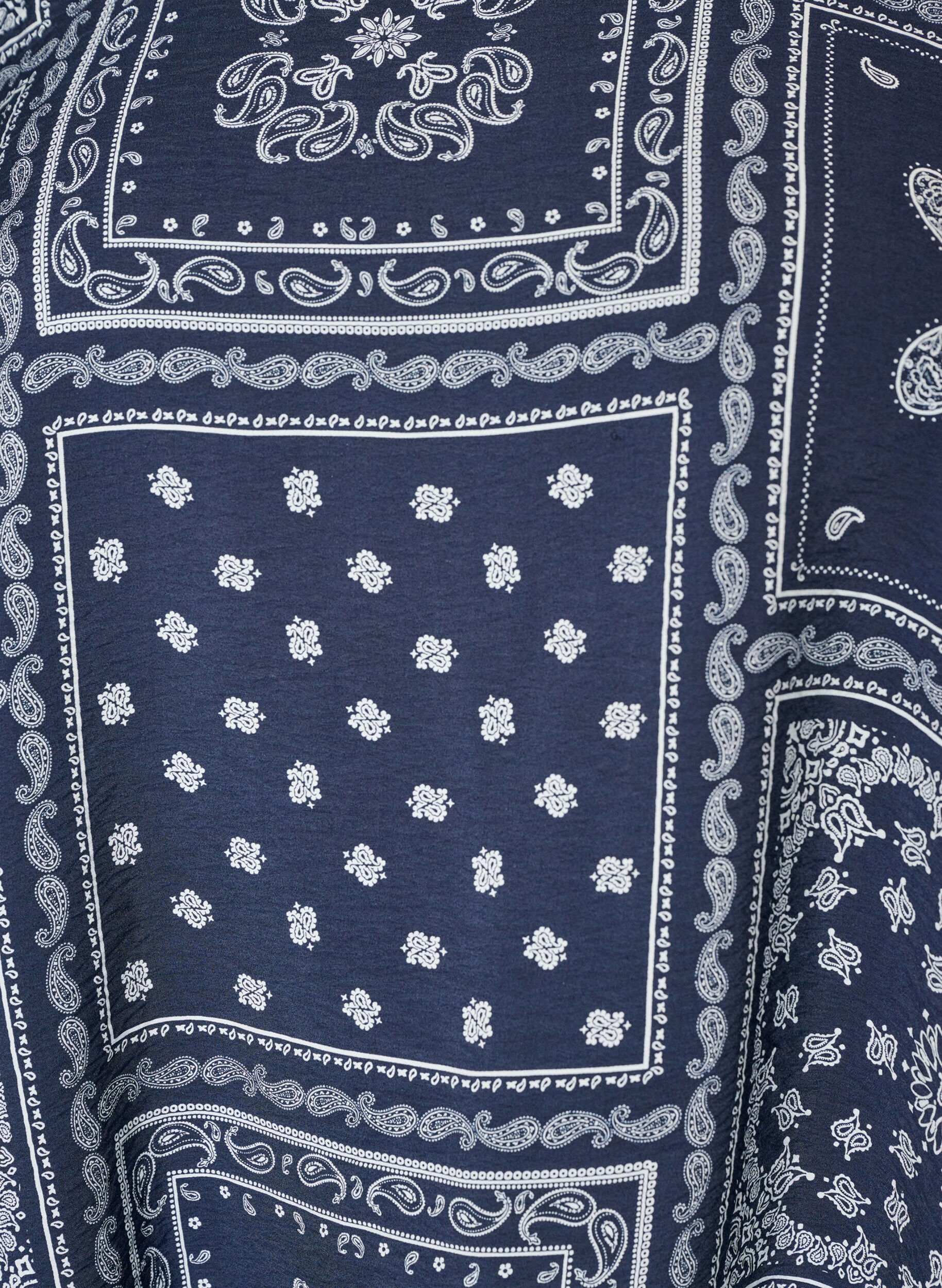 ZizzifashionViscose blouse with paisley print and balloon sleeves, Blue, Packshot image number 2