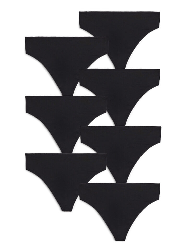String Sizes 52 7-pack cotton g-string - Black - Sz. 52 - Zizzifashion