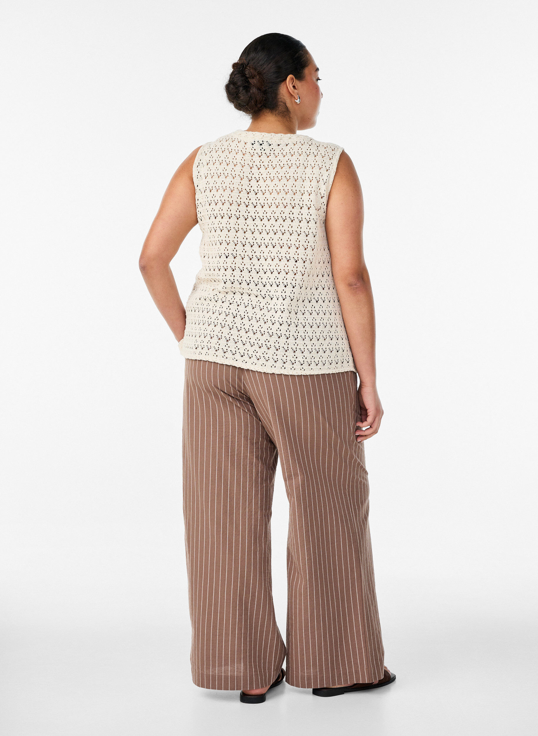 ZizzifashionLoose trousers with high waist and pockets, Brown, Model image number 1