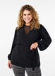 Long-sleeved wrap blouse with tie fastening, Black, Model image number 0