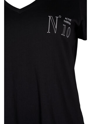 Cotton exercise t-shirt with print, Black w. No. 10, Packshot image number 2