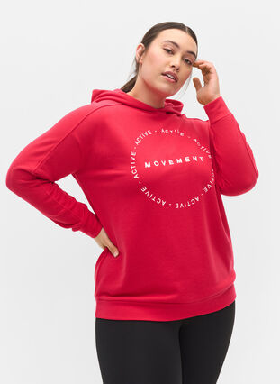 Sweatshirt with hood and text print, Barberry, Model image number 0