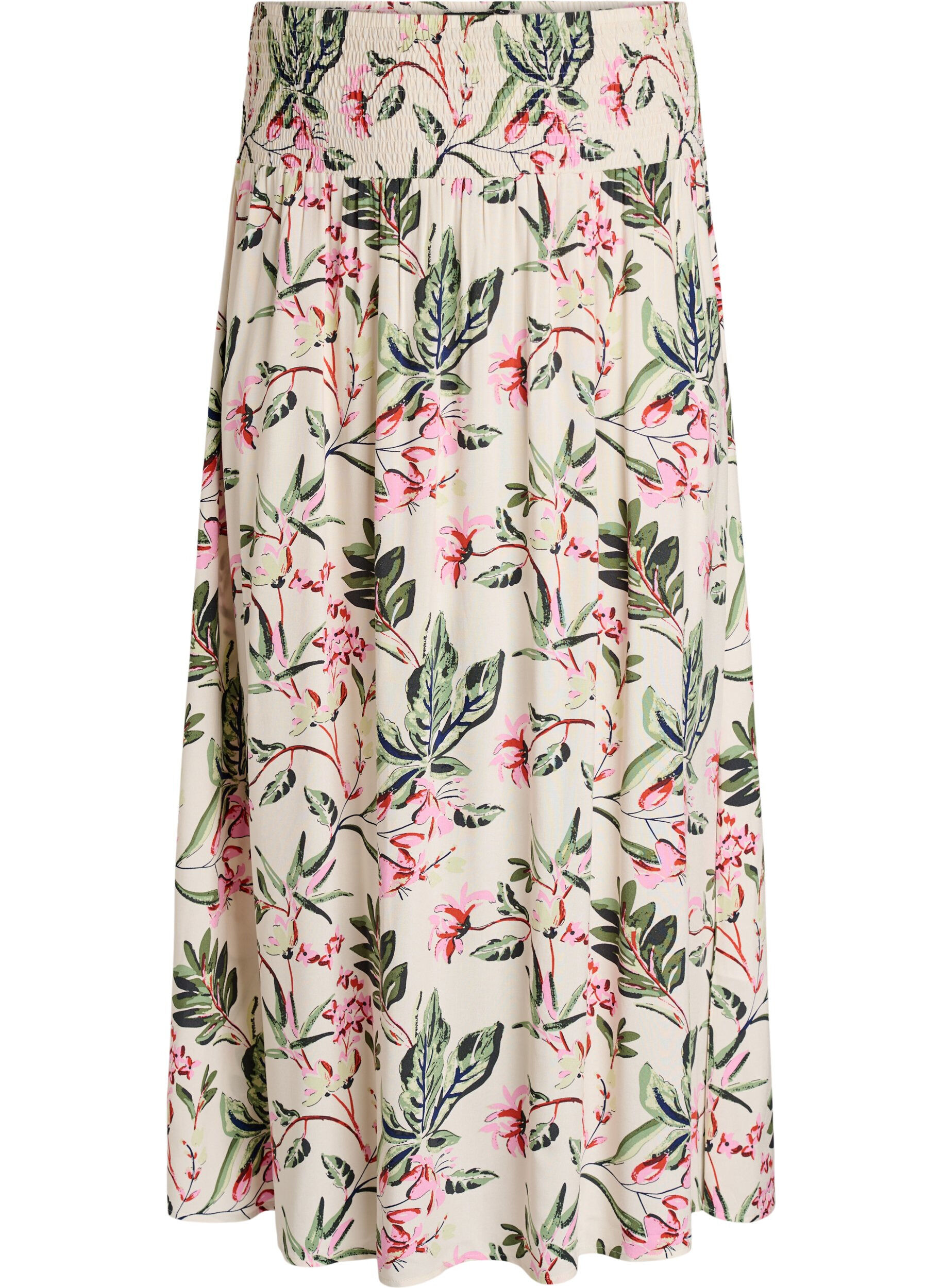 FLASH - Viscose maxi skirt with smocking
