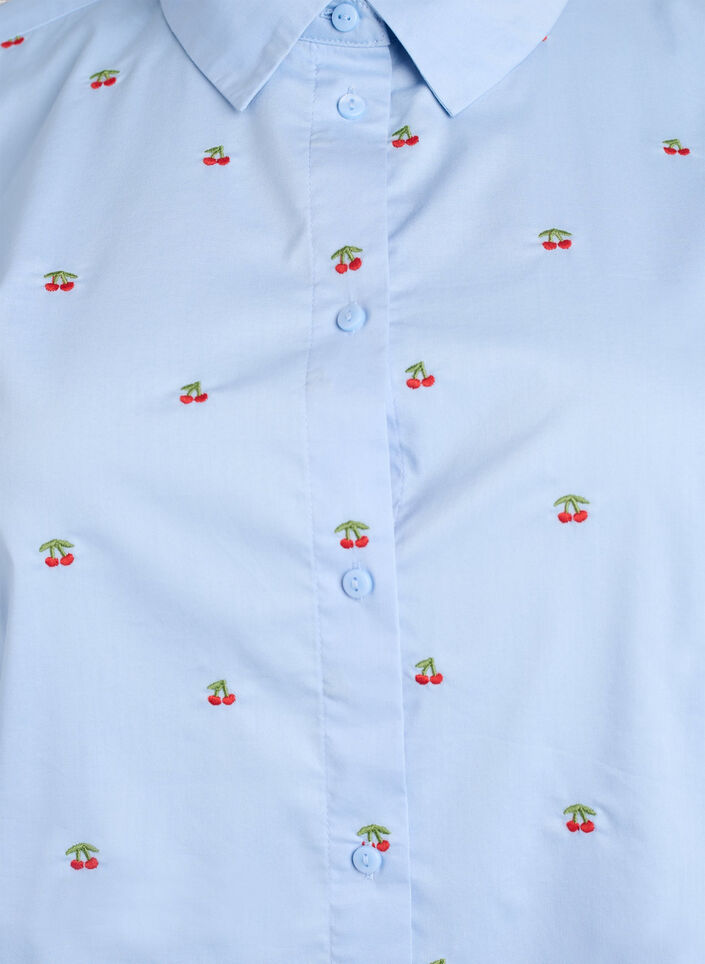 Shirt with embroidered cherries, Light Blue, Packshot image number 2