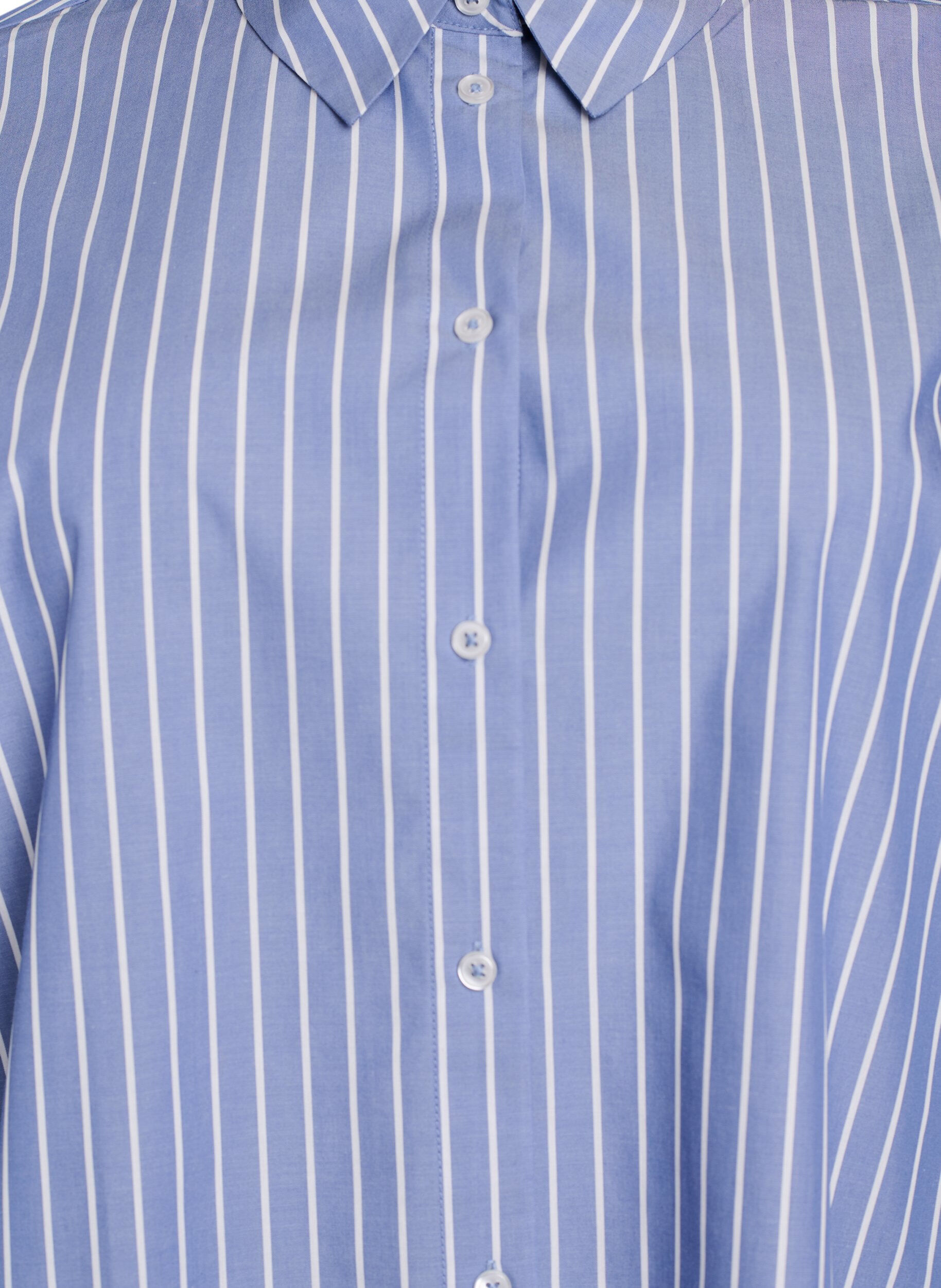 Zizzifashion Striped shirt with contrast cuffs, Blue, Packshot image number 2