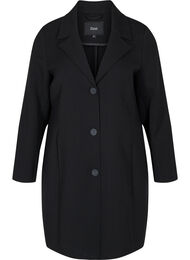 Long coat with button closure, Black, Packshot