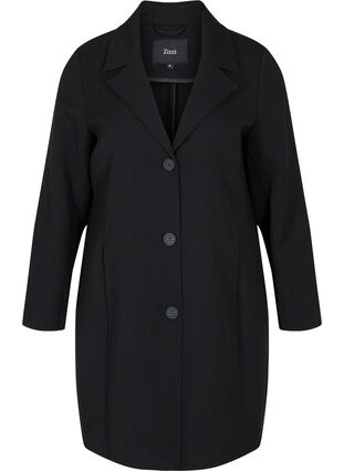 Long coat with button closure, Black, Packshot image number 0