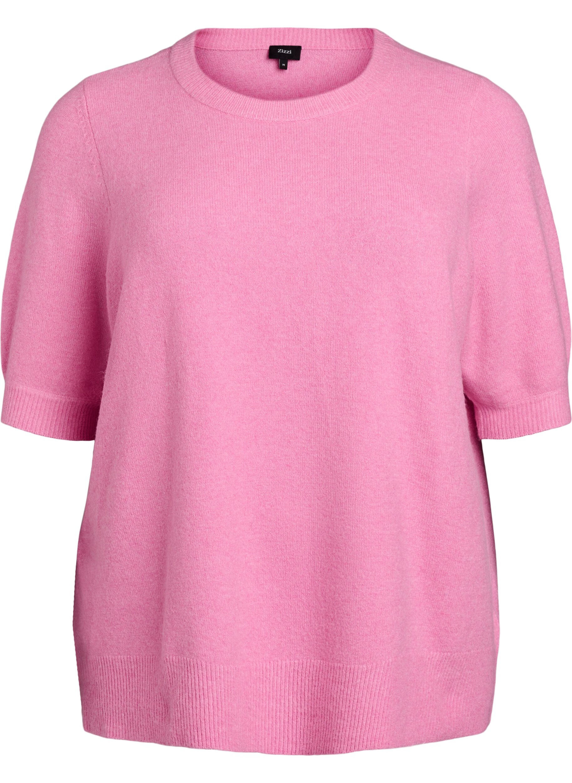 Zizzifashion Knitted blouse with short sleeves, Pink, Packshot image number 0