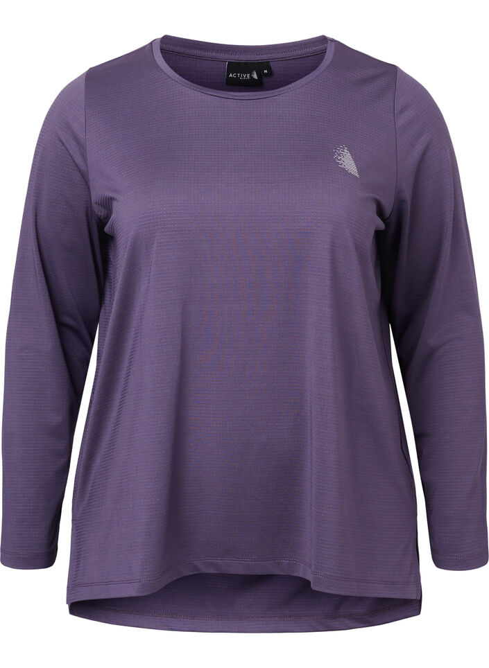 Long-sleeved training blouse with structure, Purple Plumeria, Packshot image number 0