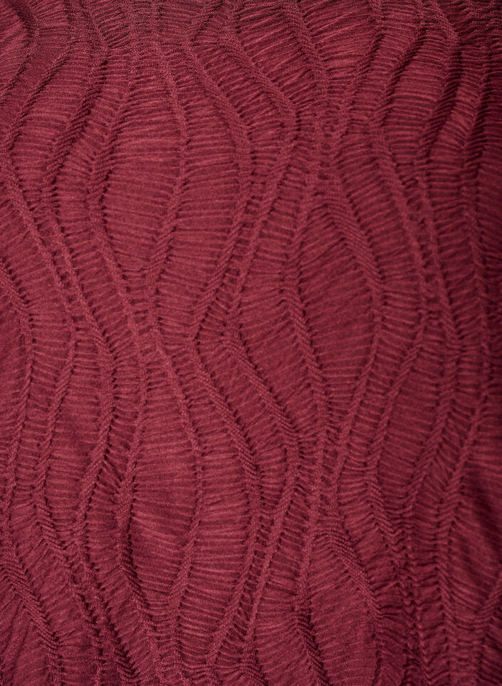 Blouse with texture and 3/4 sleeves, Red, Packshot image number 2