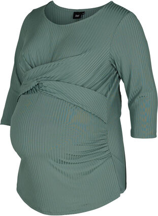 Maternity blouse with 3/4 sleeves, Silver Pine, Packshot image number 0