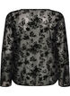 Mesh blouse with floral pattern and open front, Black, Packshot image number 1