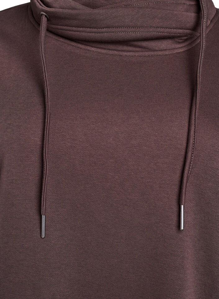 Sweatshirt with high collar and pockets, Brown, Packshot image number 2