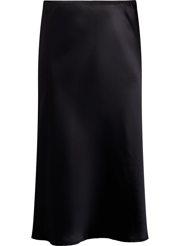 Satin midi skirt, Black, Packshot image number 0