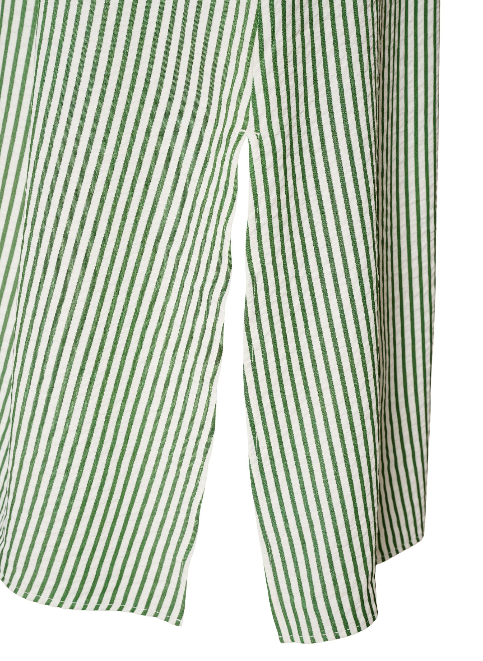 ZizzifashionAnkle-length shirt dress with tie belt and stripes, Green, Packshot image number 3