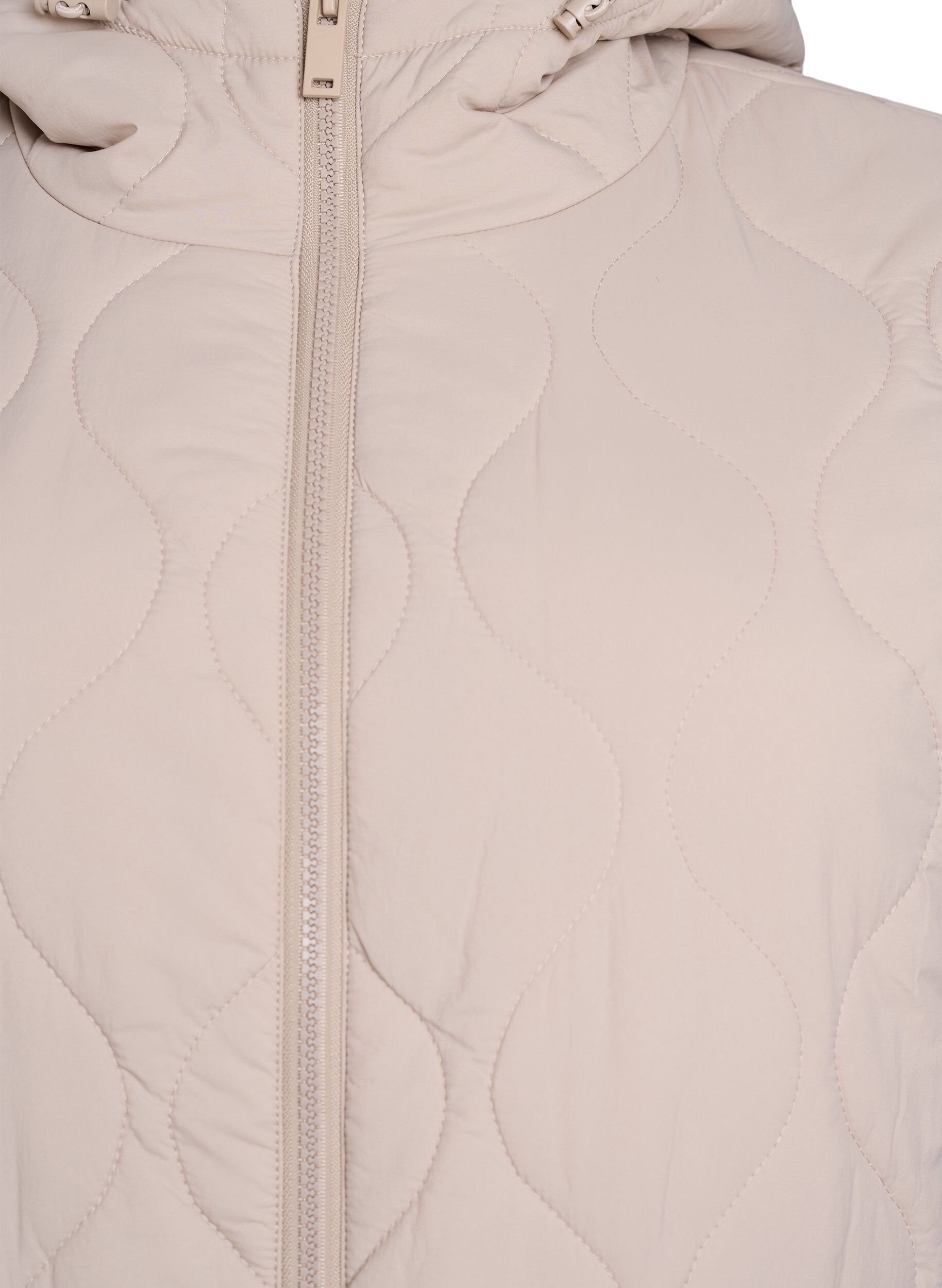 Zizzifashion Quilted jacket with a hood and pockets, Beige, Packshot image number 2