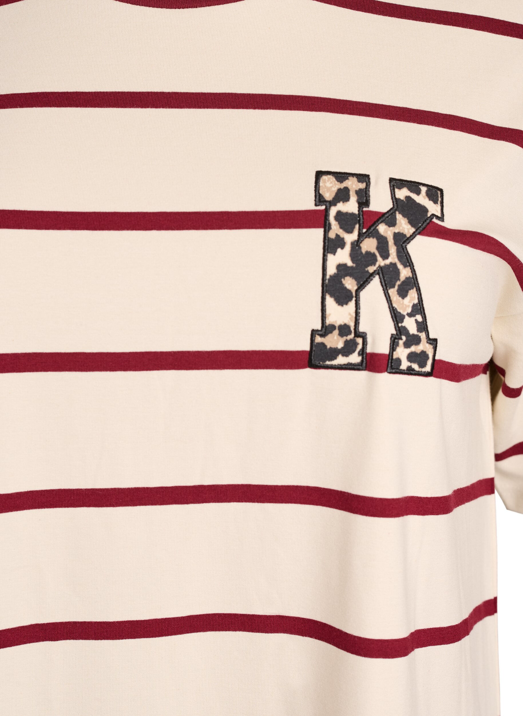 Zizzifashion T-shirt with stripes and leopard detail, Beige, Packshot image number 2