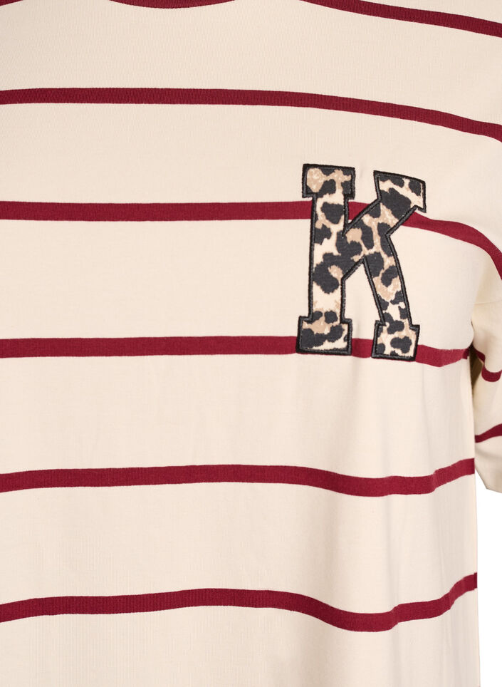 T-shirt with stripes and leopard detail, Beige, Packshot image number 2