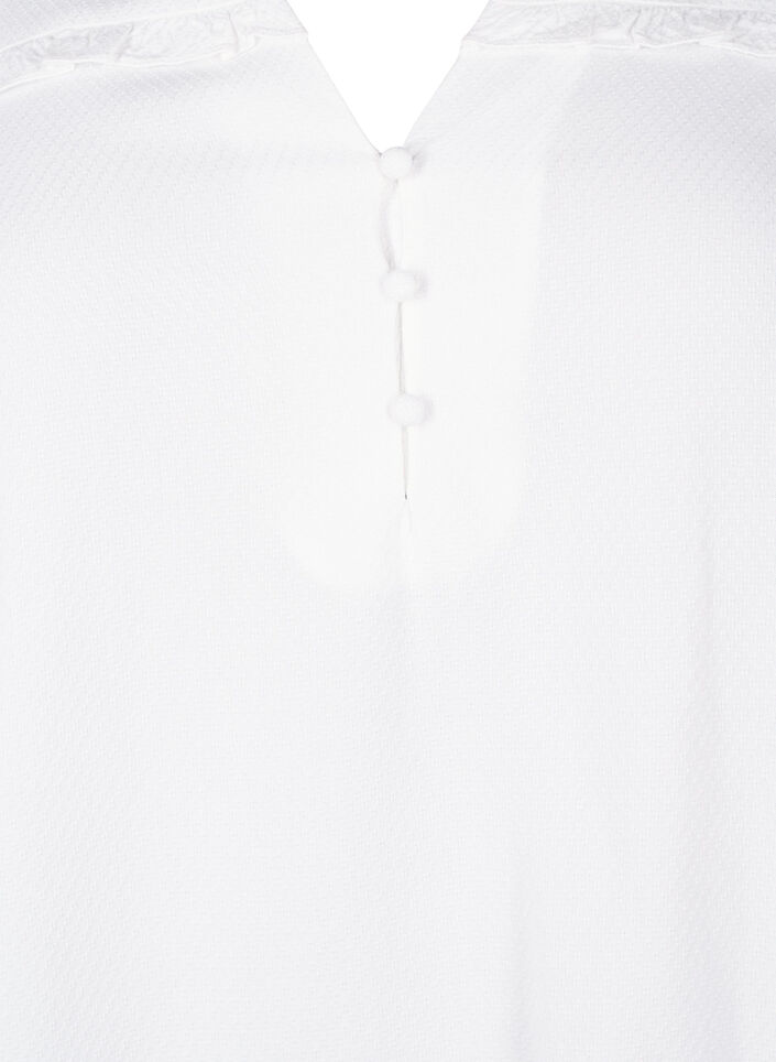 Viscose blouse with smock and ruffle detail, Bright White, Packshot image number 2