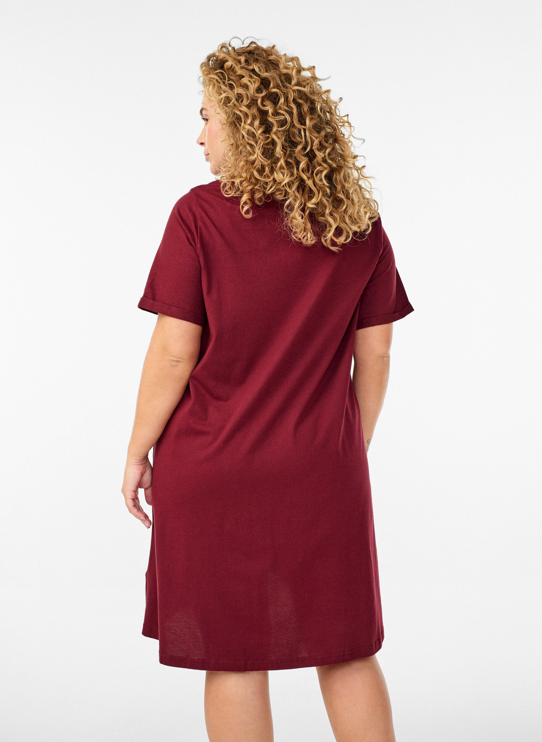 ZizzifashionShort-sleeved nightgown in organic cotton, Red, Model image number 2