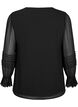 V-neck blouse with ruffle sleeves, Black, Packshot image number 1