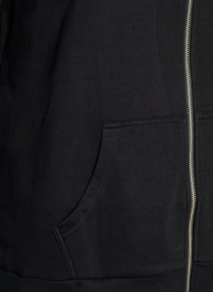 Sweat cardigan with high collar and zip, Black, Packshot image number 3
