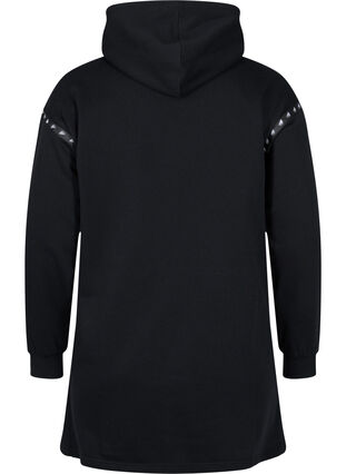 Long sweatshirt with slits and pocket, Black, Packshot image number 1