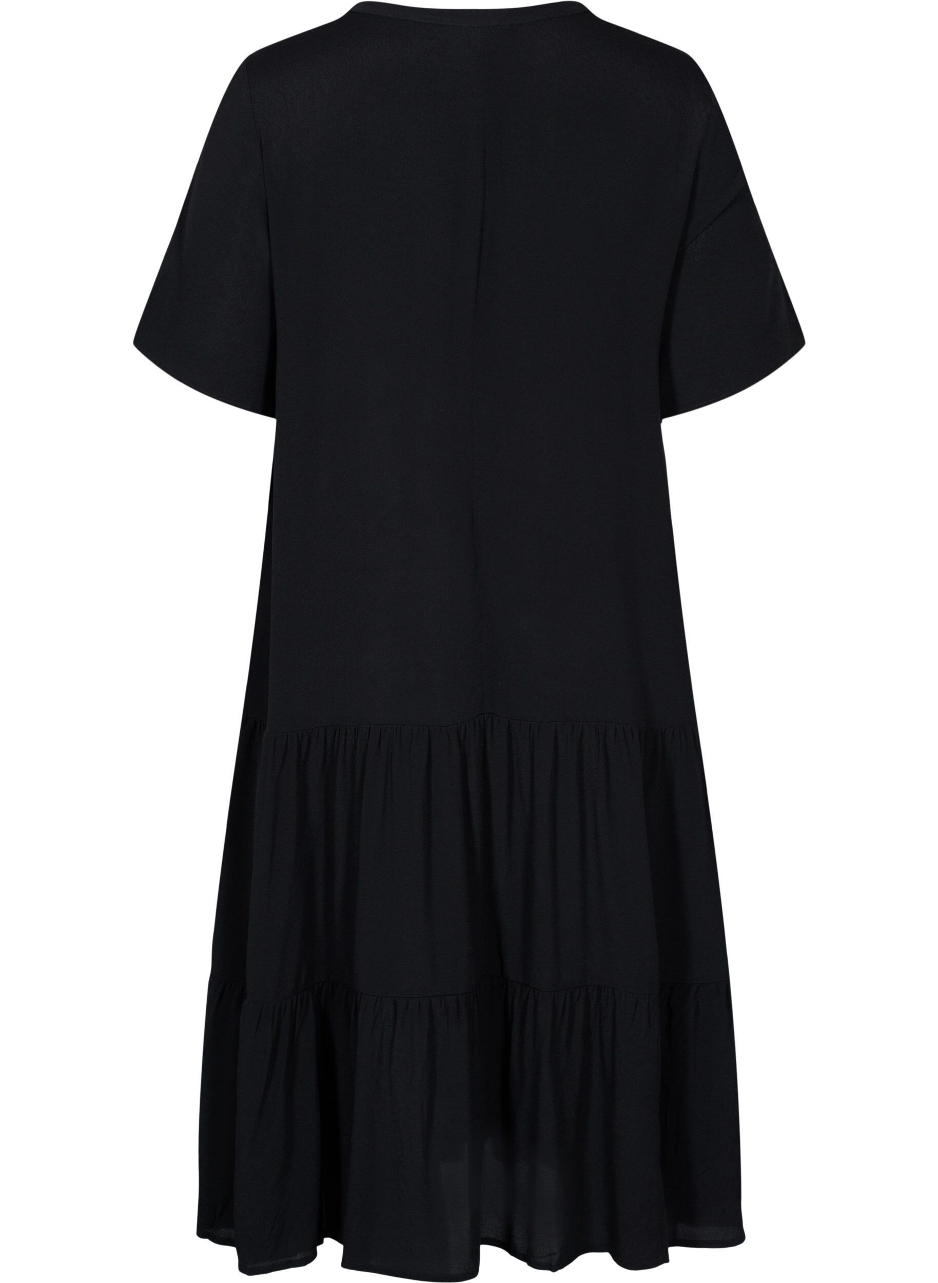 Zizzifashion Short sleeve viscose dress, Black, Packshot image number 1