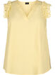 Sleeveless cotton top with ruffles, Yellow, Packshot image number 0