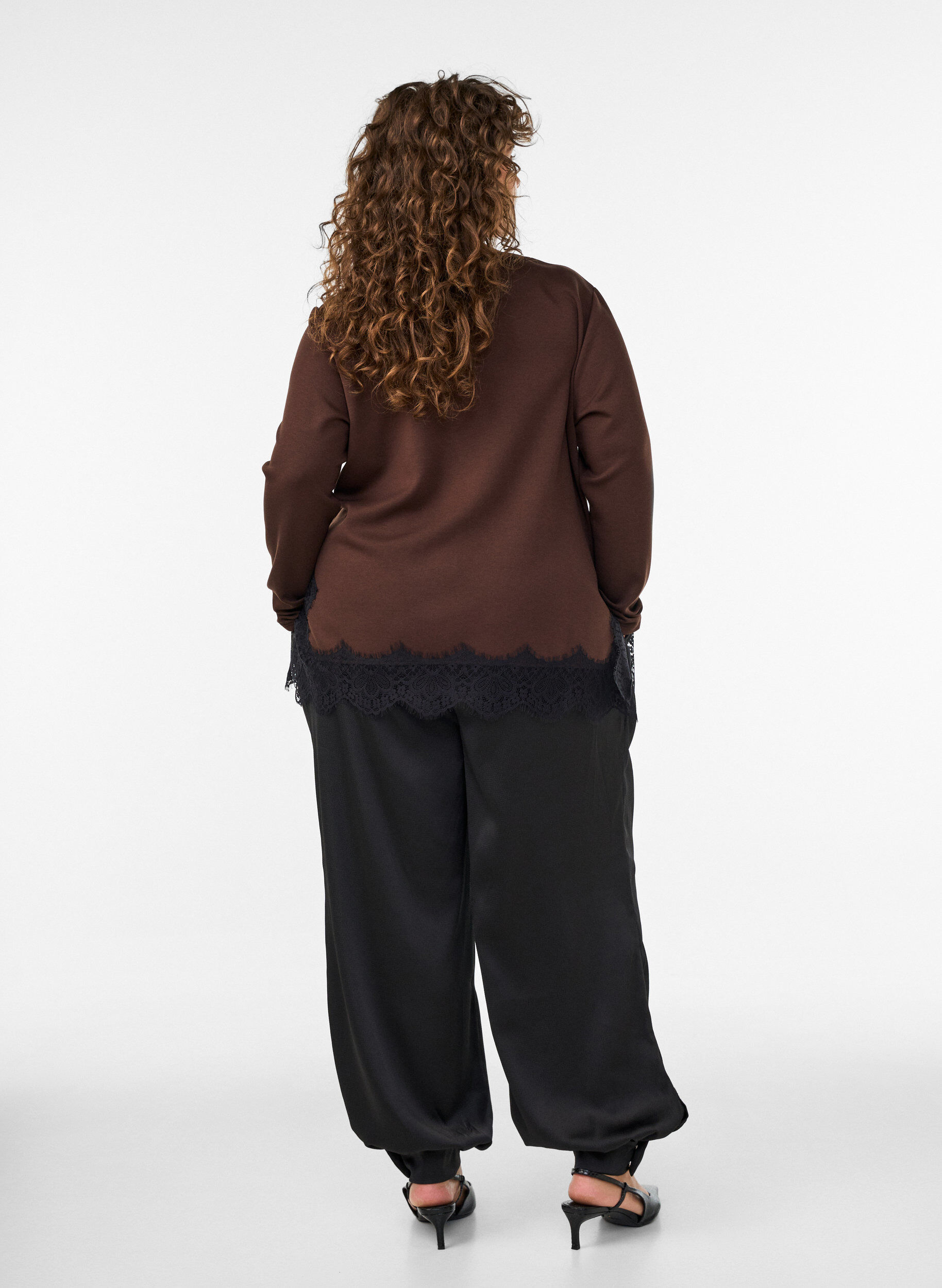 ZizzifashionSatin-look balloon trousers, Black, Model image number 1