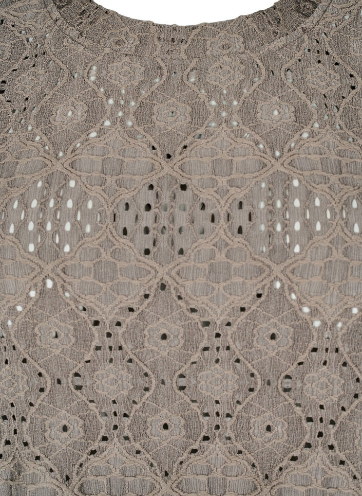 Long-sleeved blouse with an openwork pattern, Brown, Packshot image number 2