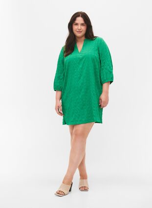 Textured tunic with 3/4 sleeves, Jolly Green, Model image number 2