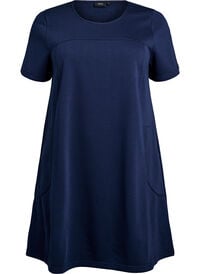 Jersey dress with short sleeves and pockets - Black - Sz. 40-64 - Zizzifashion Jersey dress with short sleeves and pockets - Black - Sz. 40-64 - Zizzifashion
