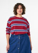 Jersey blouse with wide stripes, Red, Model image number 0