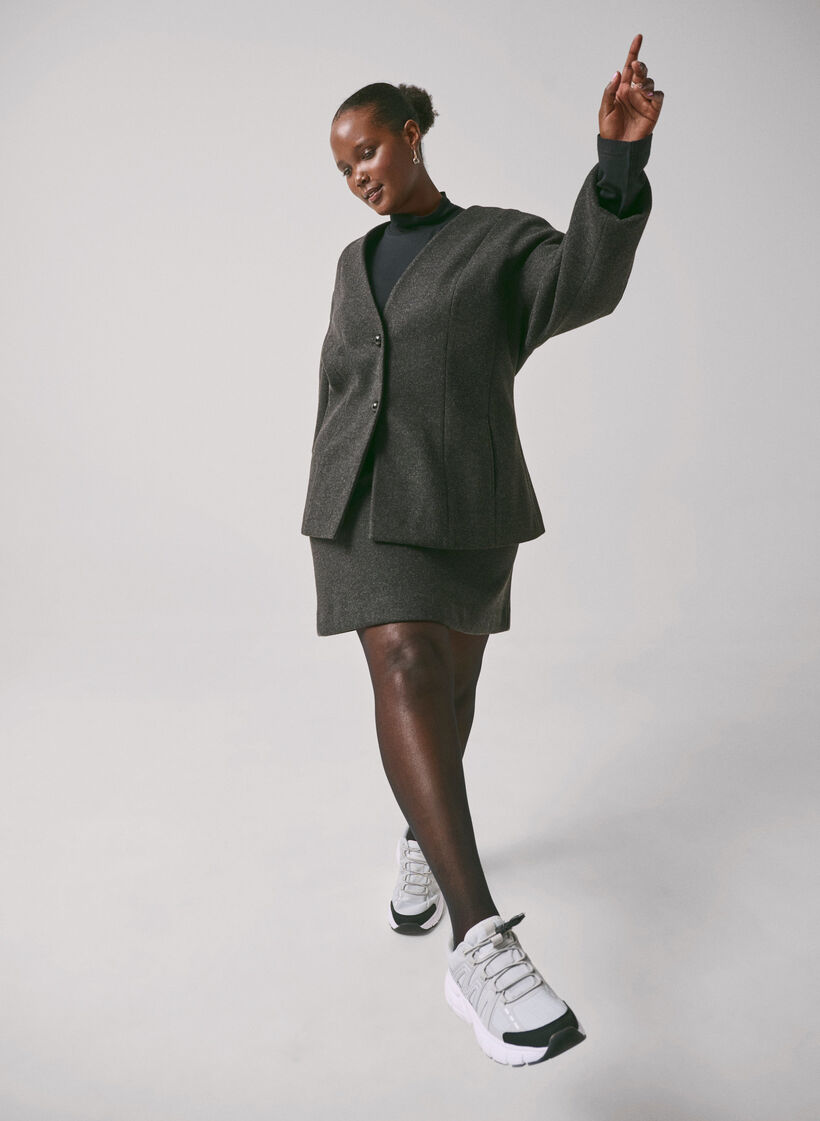 Short skirt with a-cut, Dark Grey Melange, Image image number 0