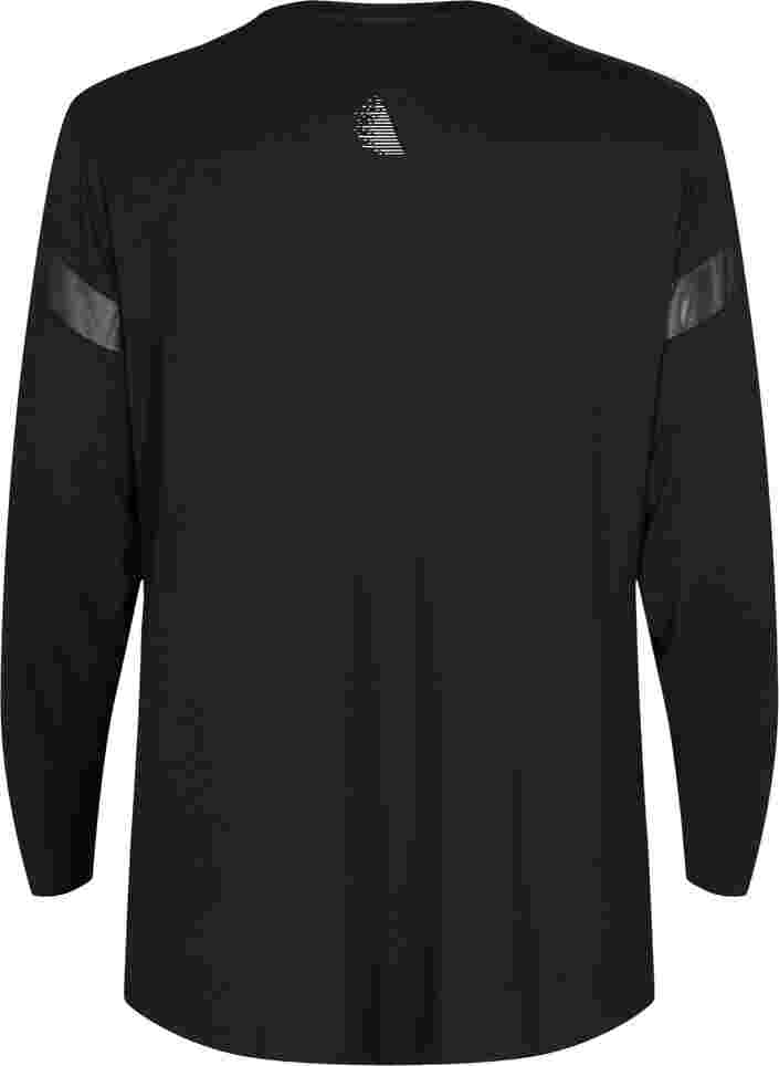 Long-sleeved viscose workout top with mesh, Black, Packshot image number 1