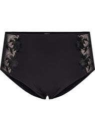 Hipster briefs with embroidery and regular waist, Black, Packshot