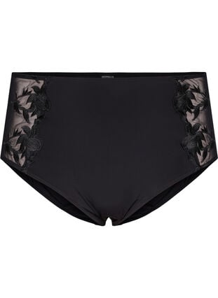 Hipster briefs with embroidery and regular waist, Black, Packshot image number 0