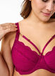 Full-cover bra with lace and string detail, Red, Model image number 3
