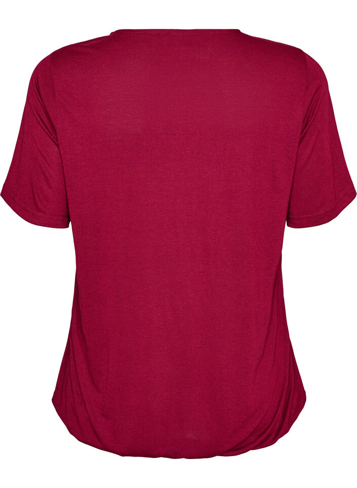 Blouse with lace insert and balloon sleeves, Red, Packshot image number 1