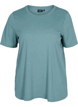 Short-sleeved t-shirt in ribbed fabric, Goblin Blue, Packshot image number 0