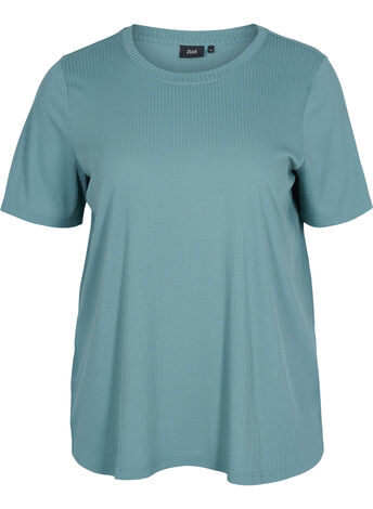 Short-sleeved t-shirt in ribbed fabric