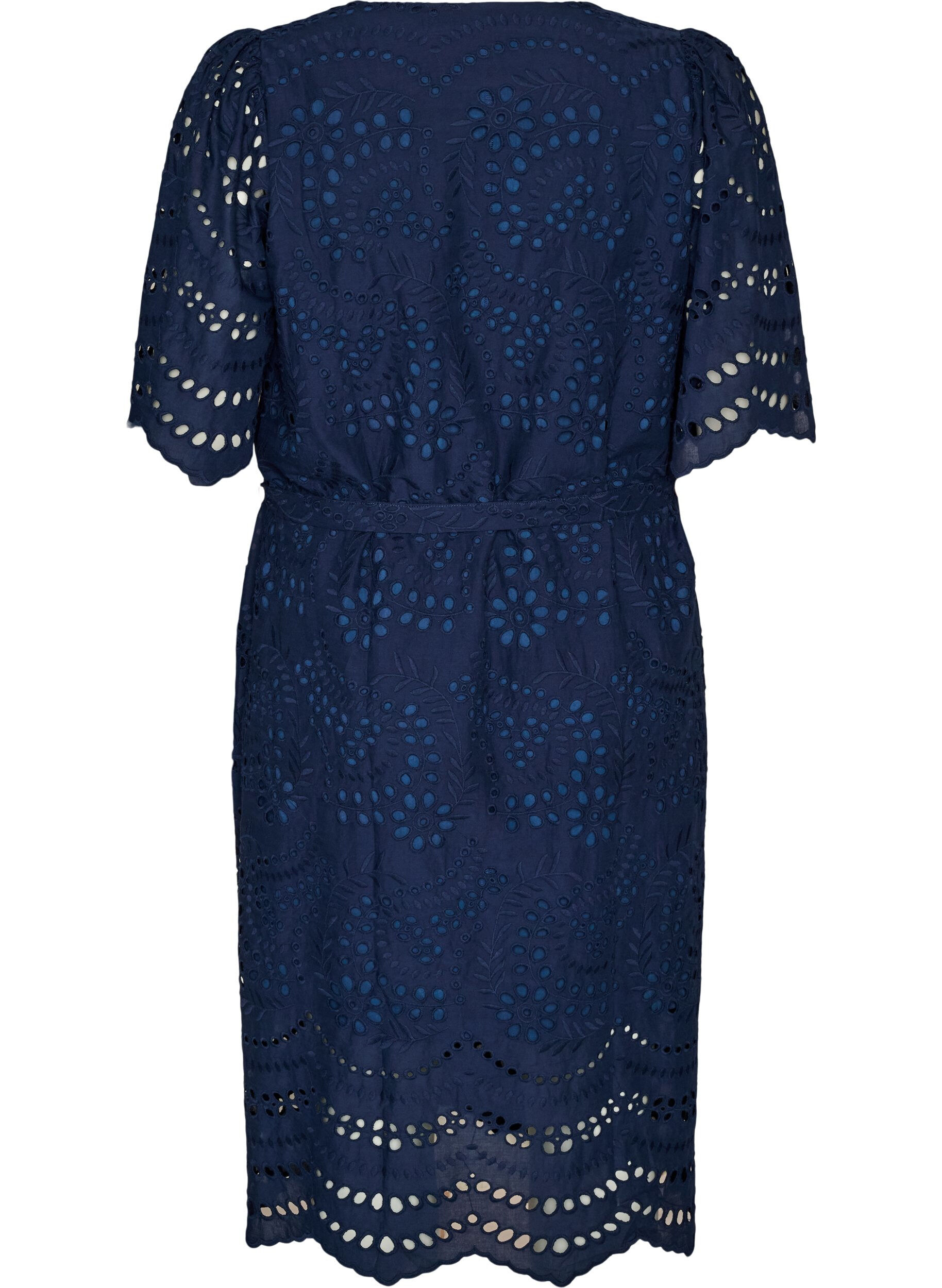 ZizzifashionShirt dress in broderie anglaise with a tie-belt, Blue, Packshot image number 1