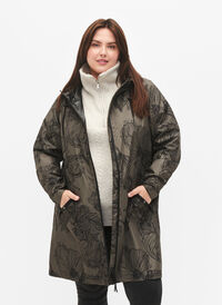 Rain jacket with print, Dusty Olive, Model