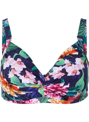 Floral bikini top with underwire, Flower Print, Packshot image number 0