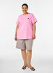 T-shirt with a sequin heart and colourful back print, Pink, Model image number 1