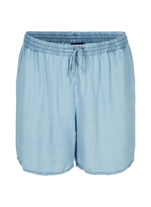Loose shorts with drawstring and pockets, Light blue denim, Packshot image number 0