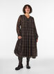 Checked midi dress with a tiered skirt, Brown, Model image number 0