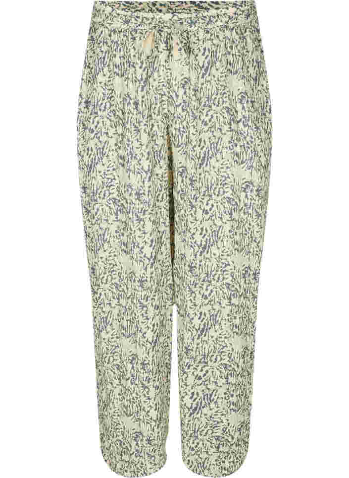 Loose viscose trousers with print, Balsam Green AOP, Packshot image number 0